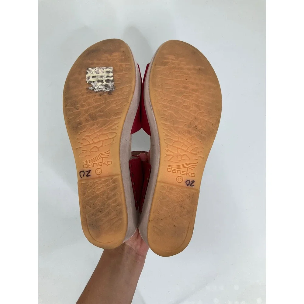 Dansko Red Nubuck Leather Platform Wedge Buckle Sandals Women 40 US 9.5-10